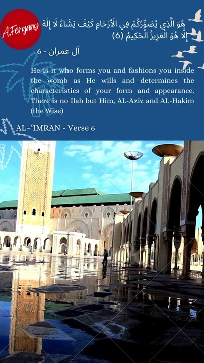 004 Advance the glory of Allah and extol and magnify Him with praise. O Prophet exclaim «Allah Who has the absolute Sovereign Authority over the universe with all its realms, You confer sovereignty on