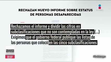 Rechazan nuevo informe sobre estatus de personas desaparecidas