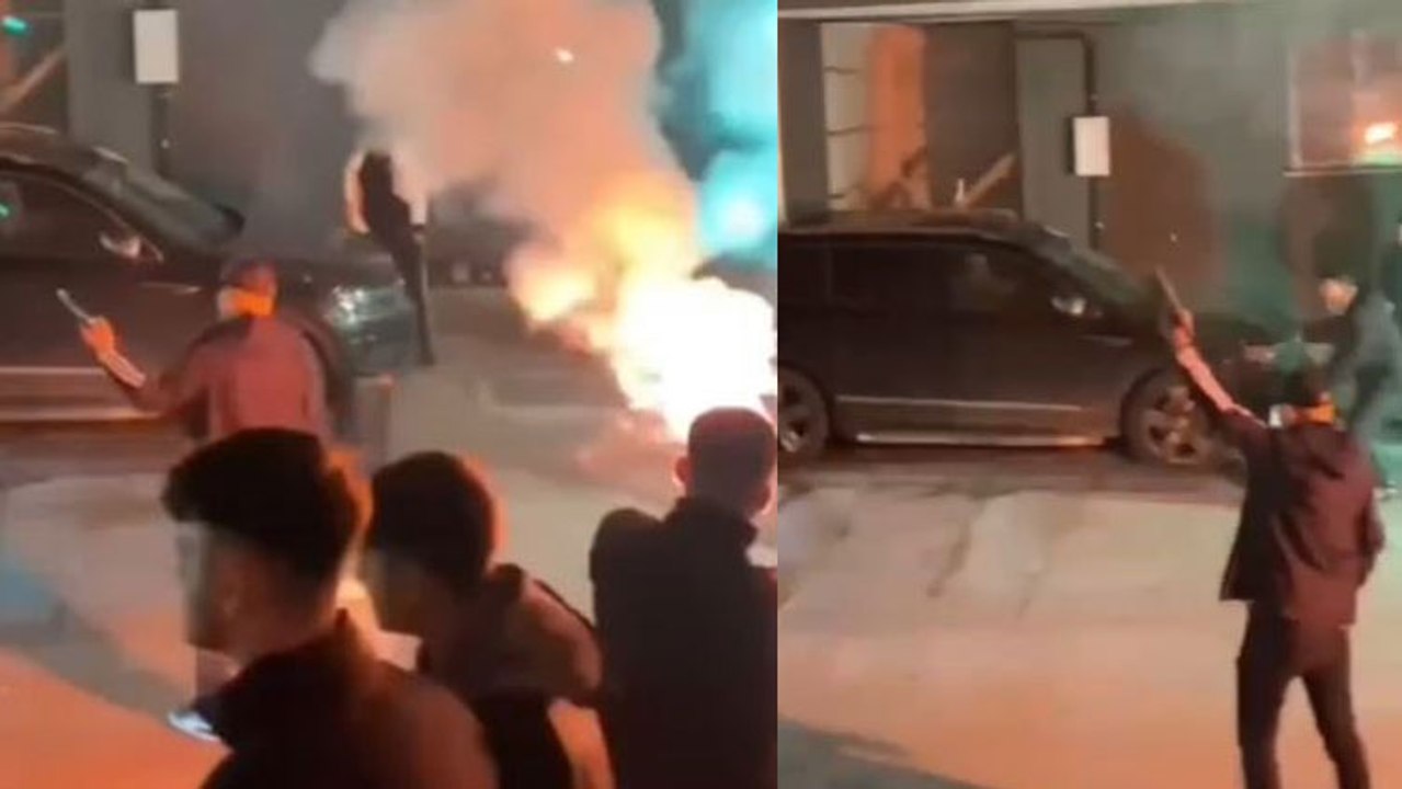 Cezaevinden çıkan kişiyi karşılamak için meşale ve ateş yakıp havaya ateş açtılar