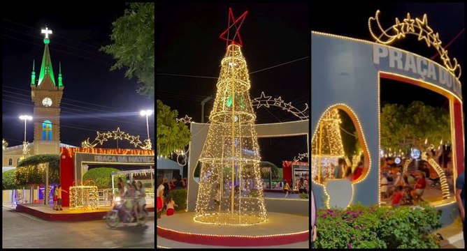 Ornamentação natalina ilumina Bernardino Batista e prefeito anuncia queima de fogos na Virada de Ano