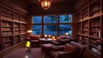Rainy Night Forest in Cozy Secret Nook ️ Smooth Jazz & Crackling Fire, Rain on Window