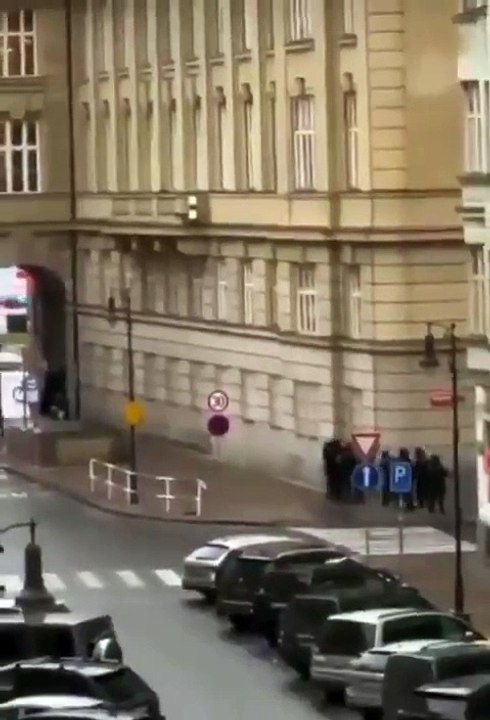 Students jumped off roof to take cover.#Shooting #Prague #Czech #Charles University #David Kozak