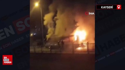 Kayseri’de seyir halindeki otobüs alev aldı