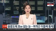 울릉도에 20㎝ 넘는 눈…여객선 운항 이틀째 통제