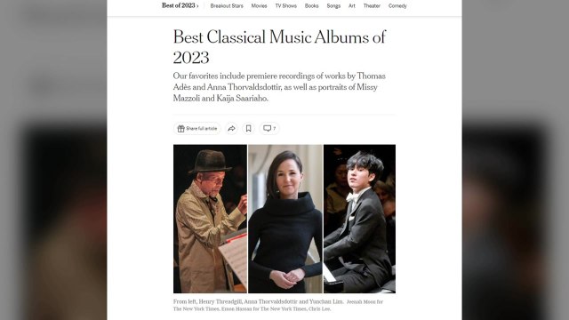 NYT 올해의 클래식 음반에 '임윤찬 실황연주' 선정 / YTN