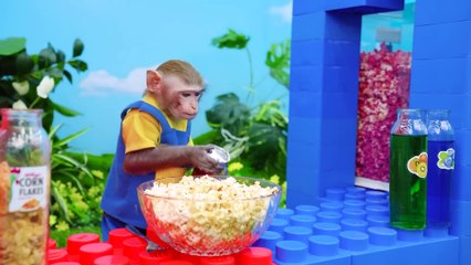 KiKi Monkey naughty at the water park and have fun with water slide  _y_null