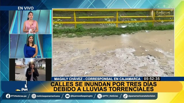 Cajamarca: lluvias torrenciales inundan calles de la ciudad provocando bloqueo de vías
