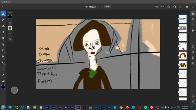 Ally McBeal Charcoal Drawing