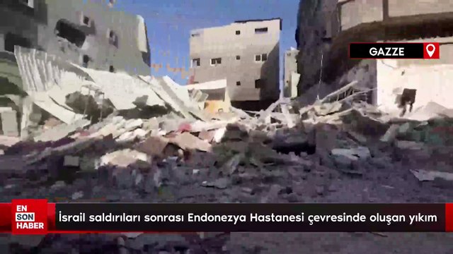 İsrail saldırıları sonrası Endonezya Hastanesi çevresinde oluşan yıkım