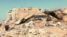 دمار هائل بسبب قصف إسرائيلي لمنطقة دوار فلسطين بحي الرمال في غزة