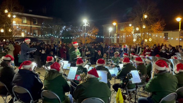 Crediton Town Band Carols in the Square 2023 While Shepherds watched Video by Alan Quick IMG_2489