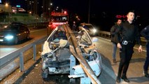 Ataşehir'de bariyerler otomobile ok gibi saplandı: 1 yaralı