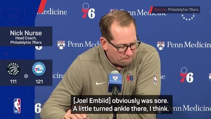 76ers will monitor Embiid's ankle injury closely - Nurse