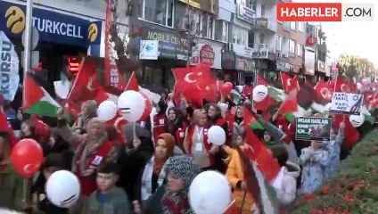 Çorum'da kadınlar ve çocuklar Filistin için yürüdü