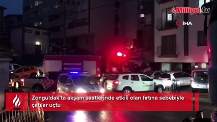 Fırtınada garajın çatısı böyle uçtu