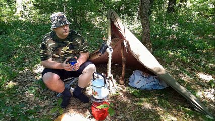 Bushcraft in an oak forest (making black tea) A big man in the bush (Part - 2)