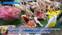 Ciudadanos de Minatitlán realizan compras de última hora para cena navideña