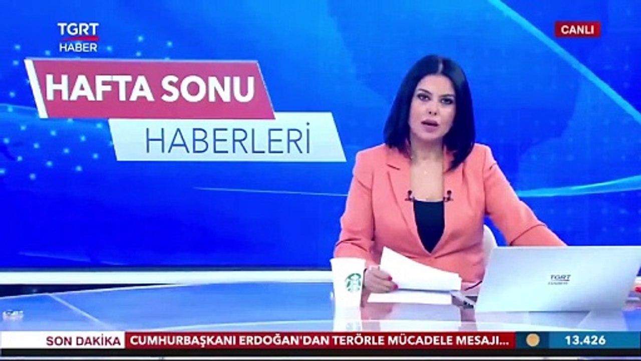 TGRT Haber yayına Starbucks bardağıyla çıkan su...