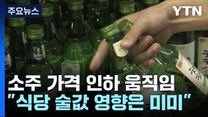 소주 업계 가격 인하 움직임..."식당 술값 영향은 미미" / YTN