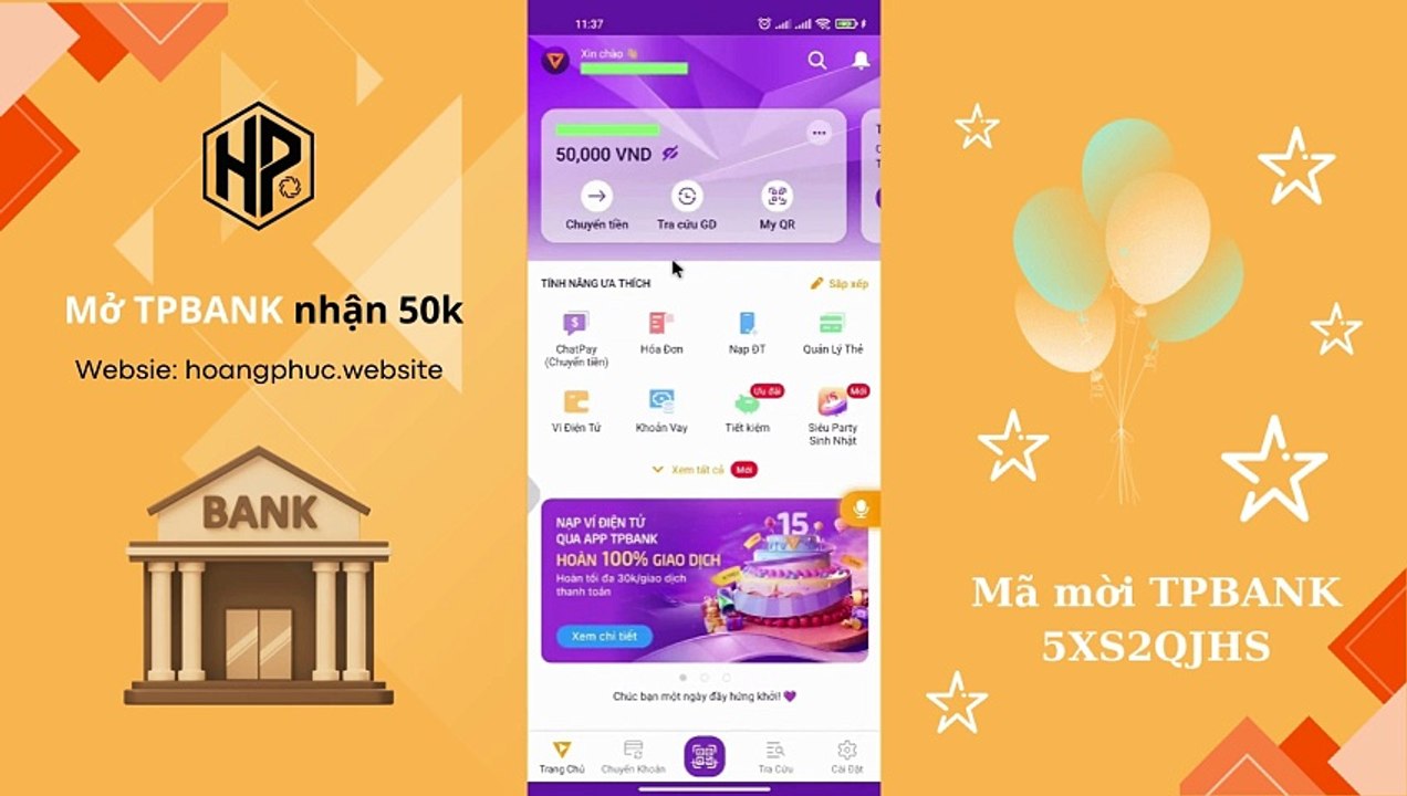 Mở tài khoản ngân hàng TPBANK nhận tới 50k vào túi