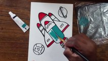How to draw Rocket easy step by step for kids | Rocket drawing Coloring for Kids & Toddlers
