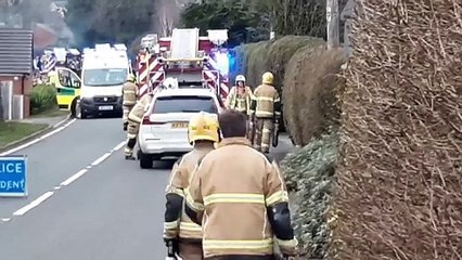 Emergency services called to fire at disused pub near Shrewsbury.