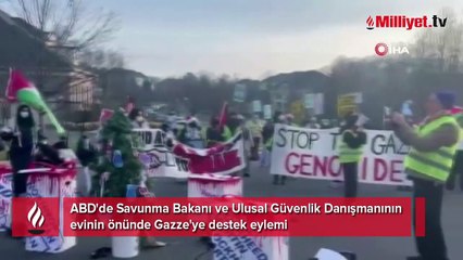 ABD'de Savunma Bakanı ve Ulusal Güvenlik Danışmanının evinin önünde Gazze'ye destek eylemi