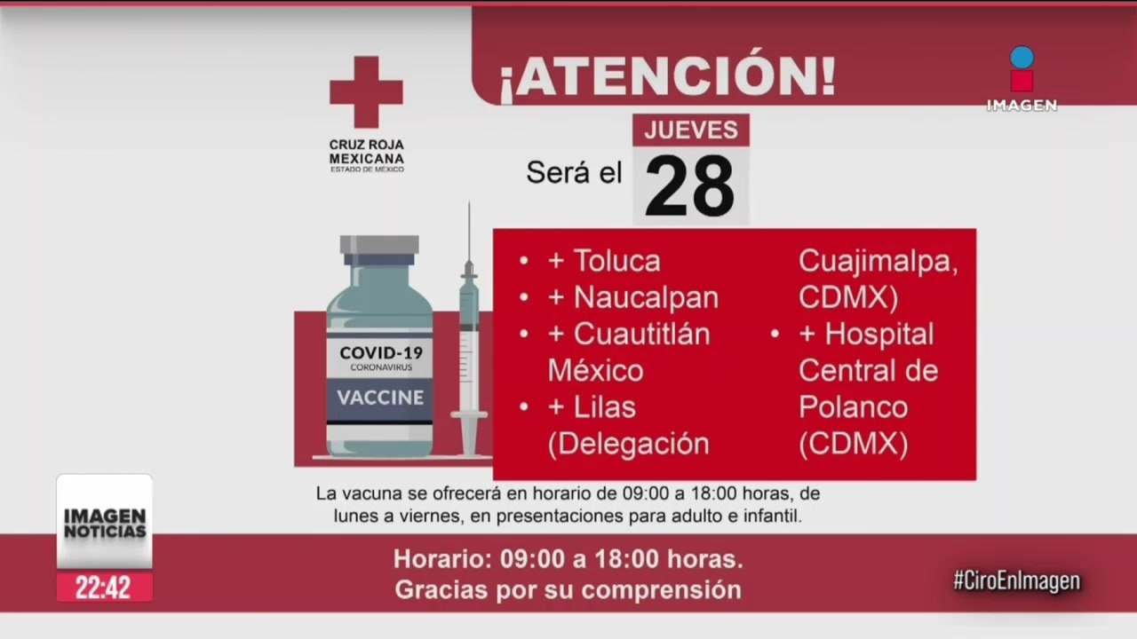 Cruz Roja comenzará vacunación contra Covid-19 con dosis de Pfizer