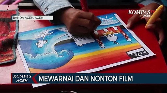 Anak-Anak Ikuti Acara Mewarnai Salah Satu Pengetahuan Mitigasi Bencana Diperingatan 19 Tahun Tsunami