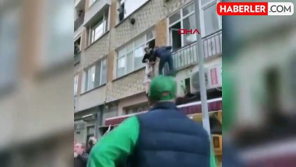 Tecavüz şüphelisi kelepçeli kaçtı, pencerede asılı kaldı