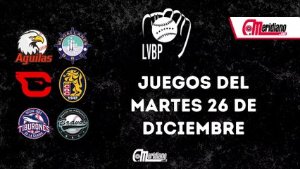 LVBP: Juegos del martes, 26 de diciembre.