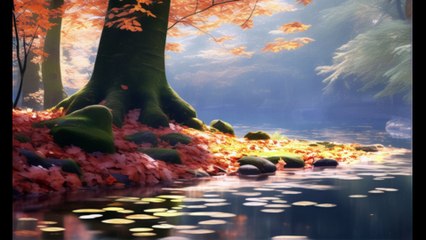 Relajación musical con sucesión de imágenes. Agua, fuego, gotas, río, estanque, océano, plantas.