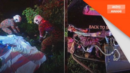 2 maut seorang darinya rentung, kancil rempuh treler