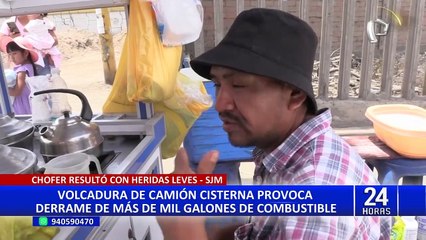 SJM: un herido deja volcadura de camión cisterna que transportaba combustible