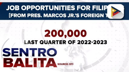 Higit 200,000 job opportunities, nabuo sa foreign trips ni PBBM ayon sa DTI