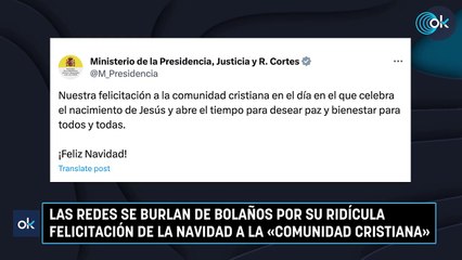Las redes se burlan de Bolaños por su ridícula felicitación de la Navidad a la «comunidad cristiana»