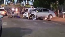 Colisão entre carro e moto deixa jovem de 22 anos ferido, em Cruzeiro do Oeste