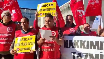 Adana'da sağlık emekçilerinden deprem tazminatı protestosu 