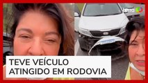 Roberta Miranda sofre acidente de carro e mostra destruição: 'Realmente é Deus'