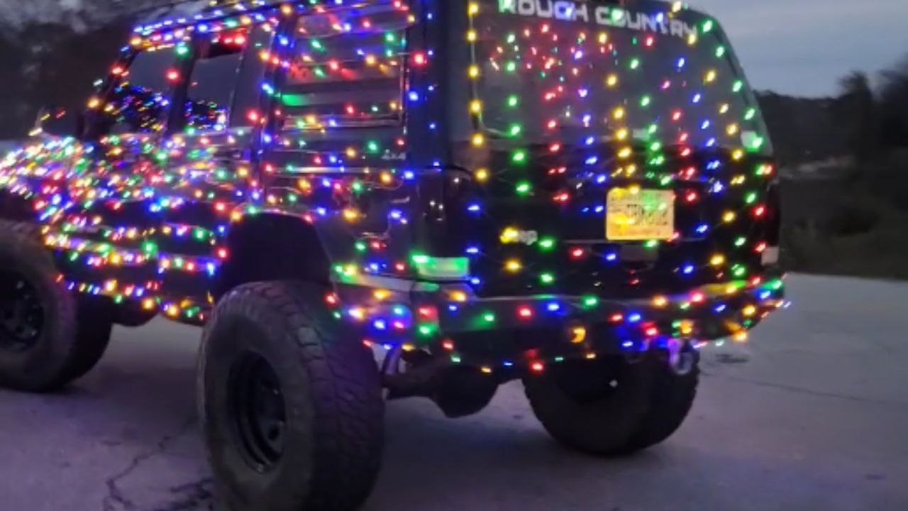 Jeeps swathed in dazzling LED lights ahead of Christmas parade