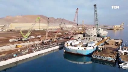 أحدث تصوير جوي لأعمال تنفيذ المحطة متعددة الأغراض (سفاجا٢) بميناء سفاجا البحري