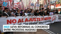 Argentina: Milei lleva reformas al Congreso entre protestas masivas