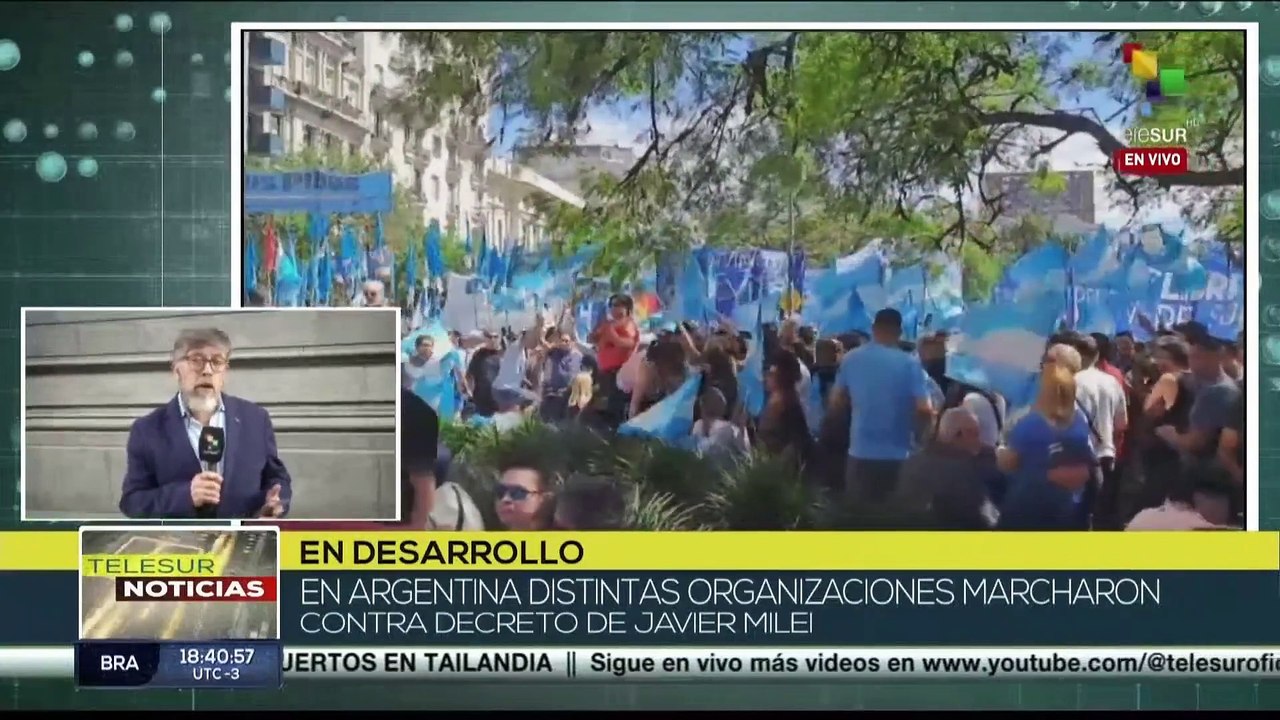 Argentina: Organizaciones sociales marchan contra el decreto presentado por Javier Milei