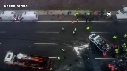 Kuzey Marmara Otoyolu'nda zincirleme kaza sonrası yeni görüntüler
