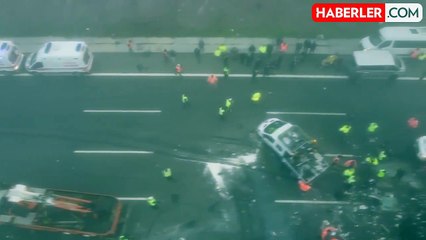 Kuzey Marmara Otoyolu'nda zincirleme kaza sonrası yeni görüntüler