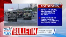 Unconsolidated jeepney units, papayagan ng LTFRB na pumasada sa piling ruta hanggang Jan. 31, 2024 | GMA Integrated News Bulletin