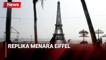 Jadi Spot Foto Menarik, Pantai Kelapa Warna Dihiasi Menara Eiffel dari Kayu