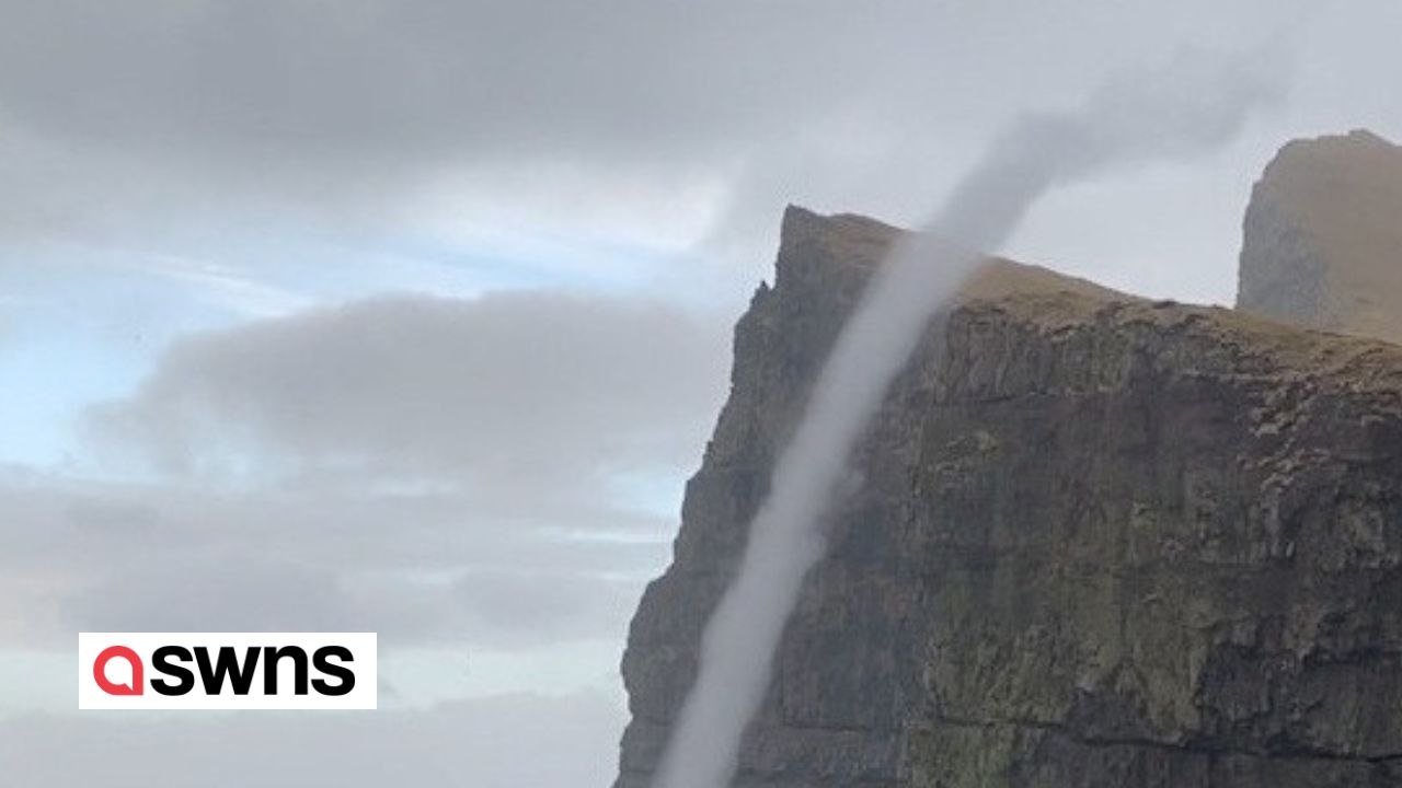 Unglaublicher Moment, in dem das Wasser in einem seltenen Meeresstrudel NACH OBEN fließt