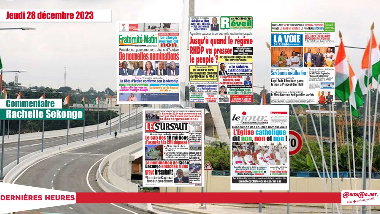 Titrologue Jeudi 28 décembre 2023/Bénédiction des couples homosexuels l'Eglise catholique dit non