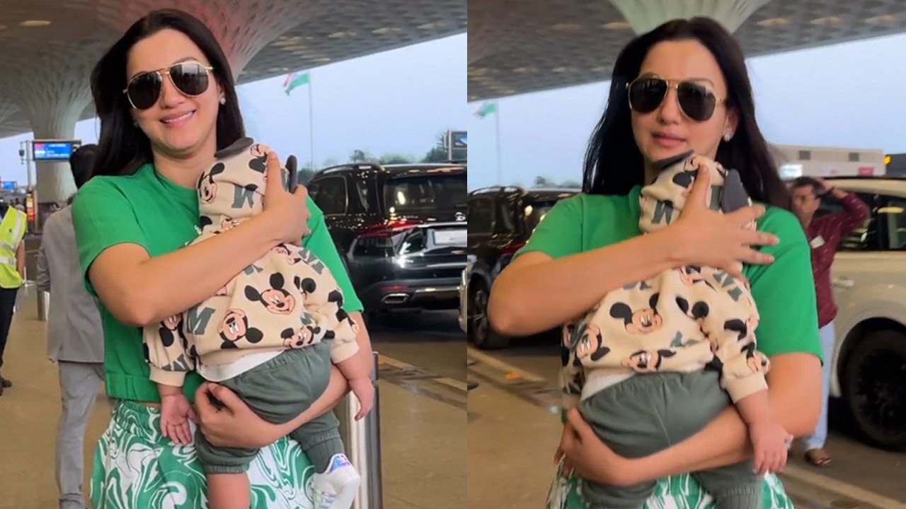 Gauahar Khan hiding her newly born baby Zehaan's Face at the Airport, Angry Netizens Reacts